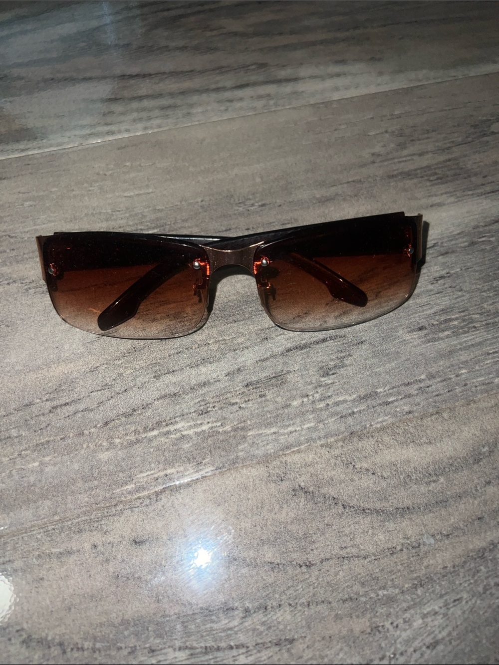 Brown Rimless Lens Sunglasses - Unbranded